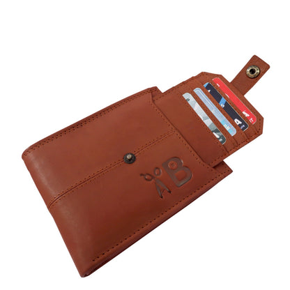 Premium Men's Hunter Leather Wallet with Detachable Card Holder and Multiple Compartments | Tan Colour