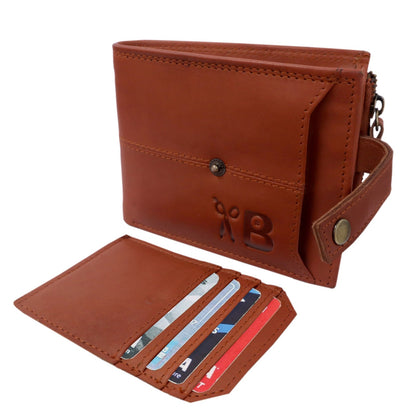 Premium Men's Hunter Leather Wallet with Detachable Card Holder and Multiple Compartments | Tan Colour