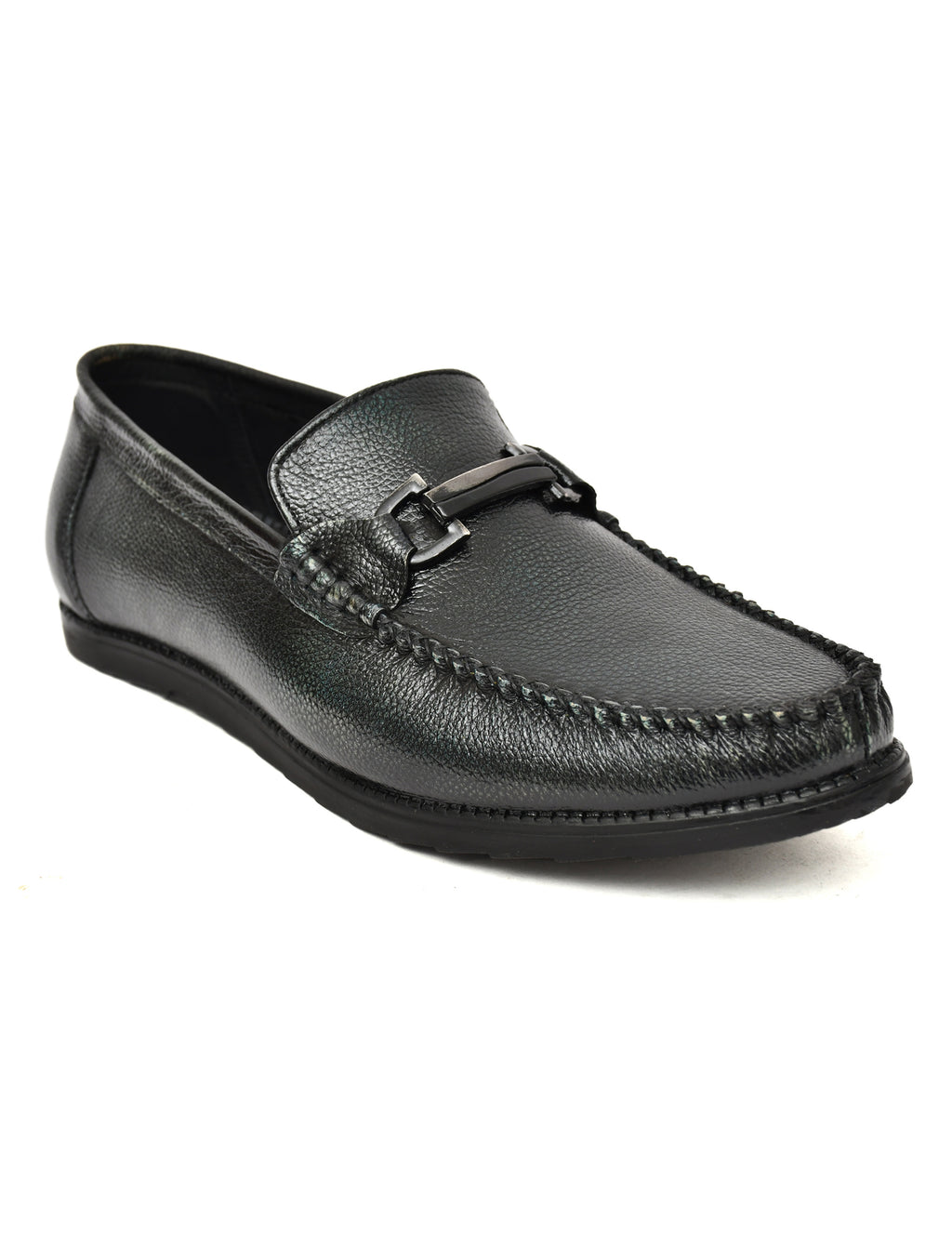 Men Dark Blue Leather Loafers
