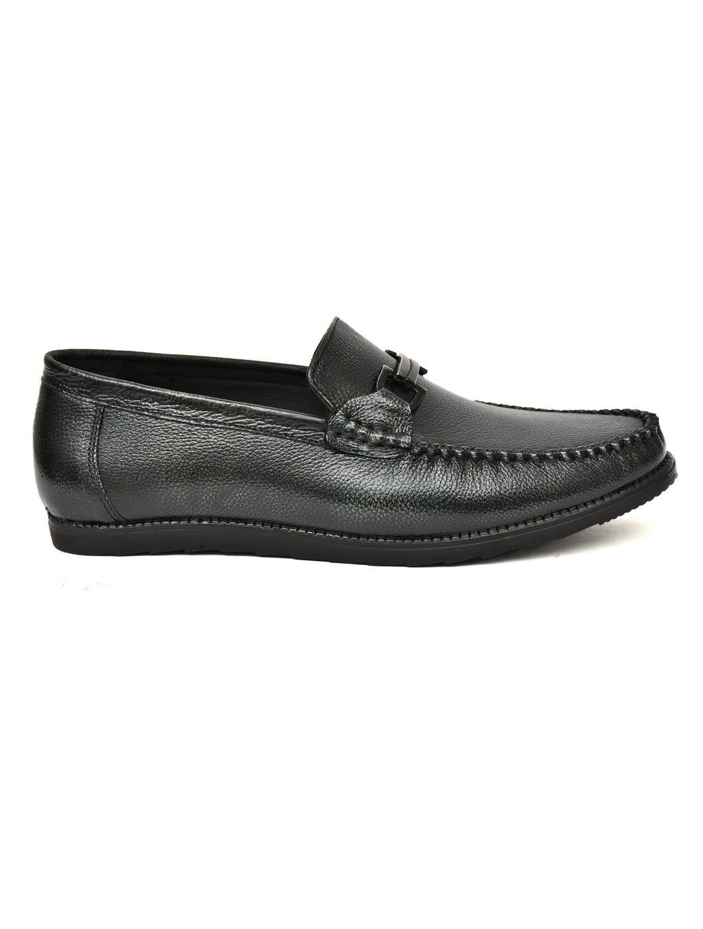 Men Dark Blue Leather Loafers