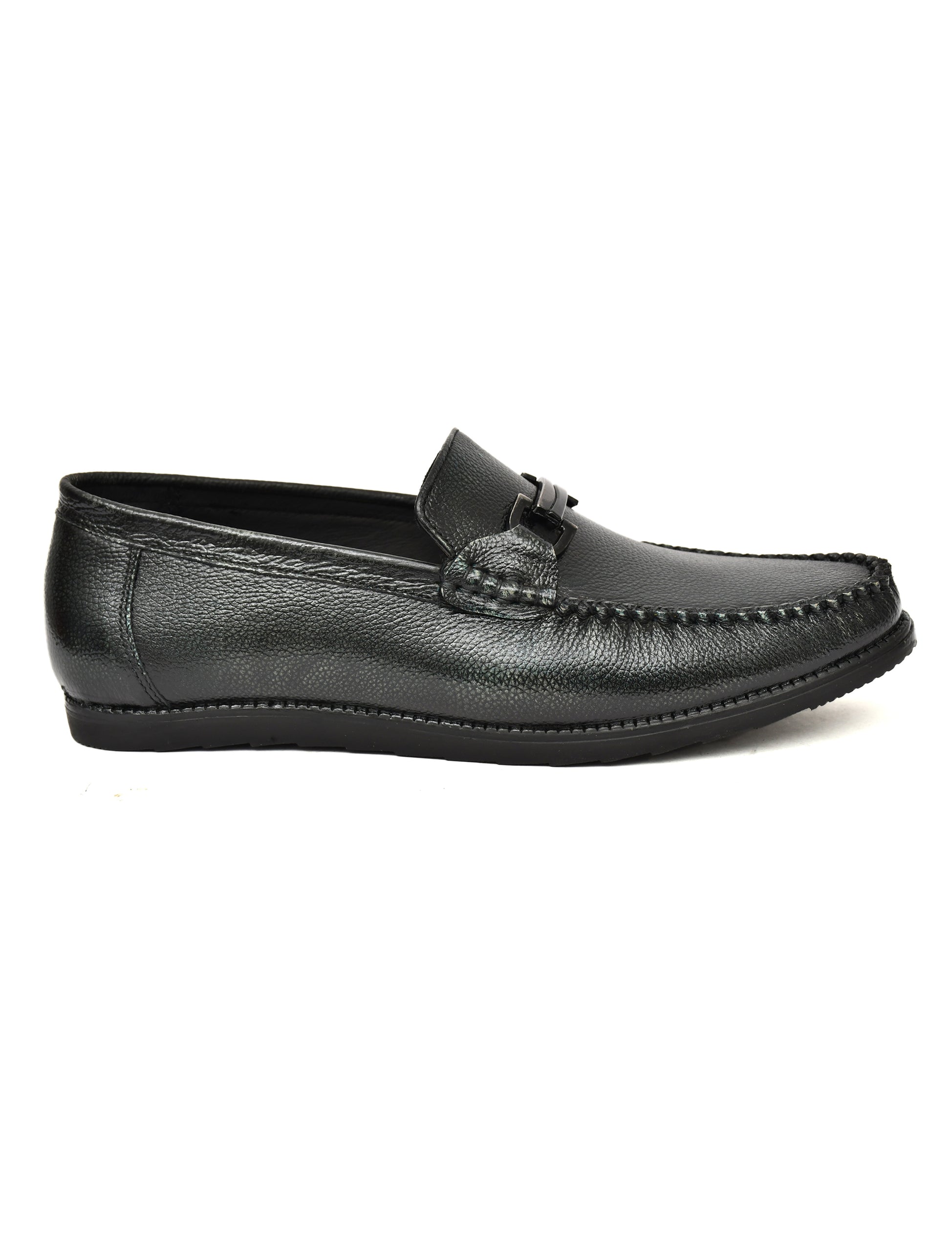 Men Dark Blue Leather Loafers