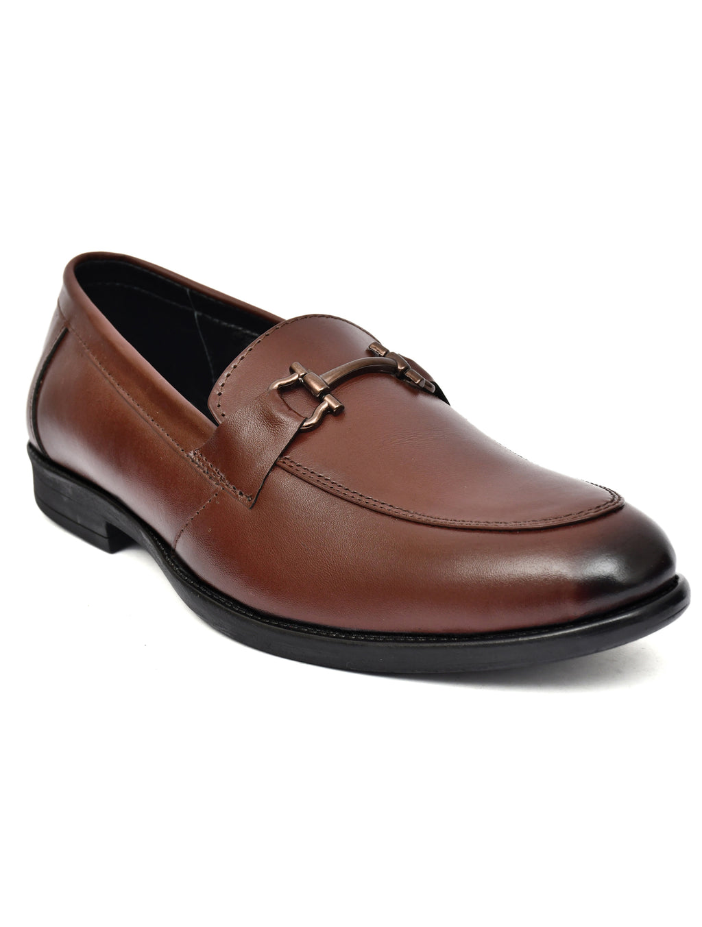 Men Brown Leather Bit Loafers