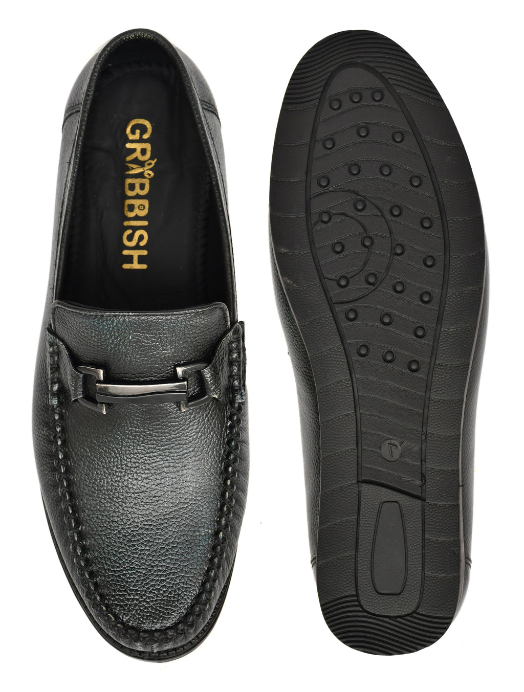 Men Dark Blue Leather Loafers