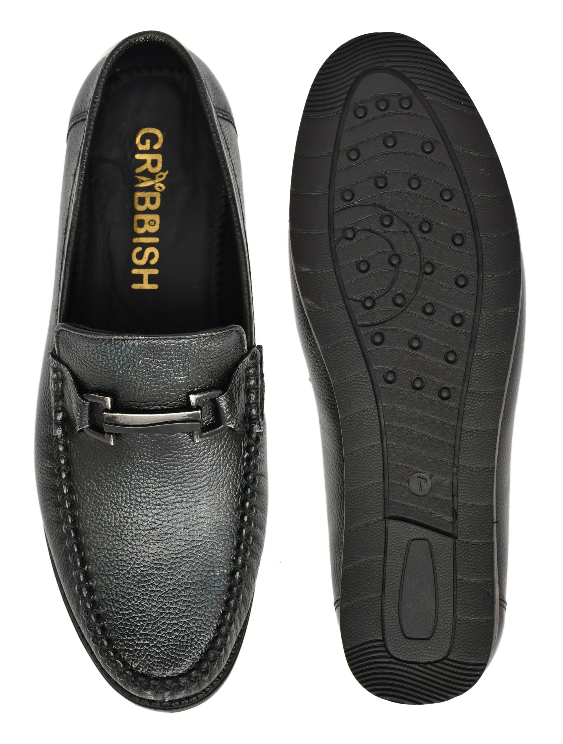 Men Dark Blue Leather Loafers