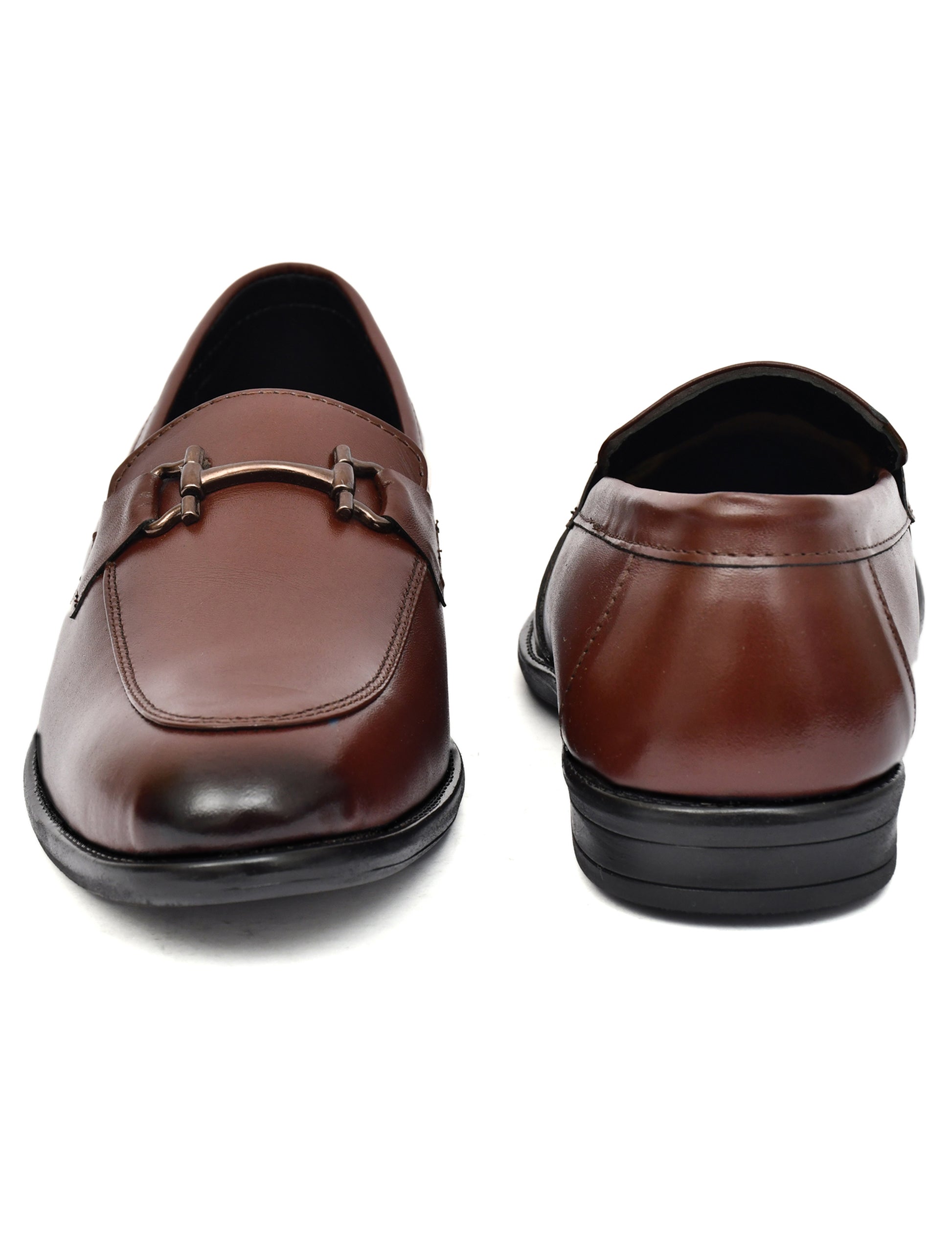 Men Brown Leather Bit Loafers