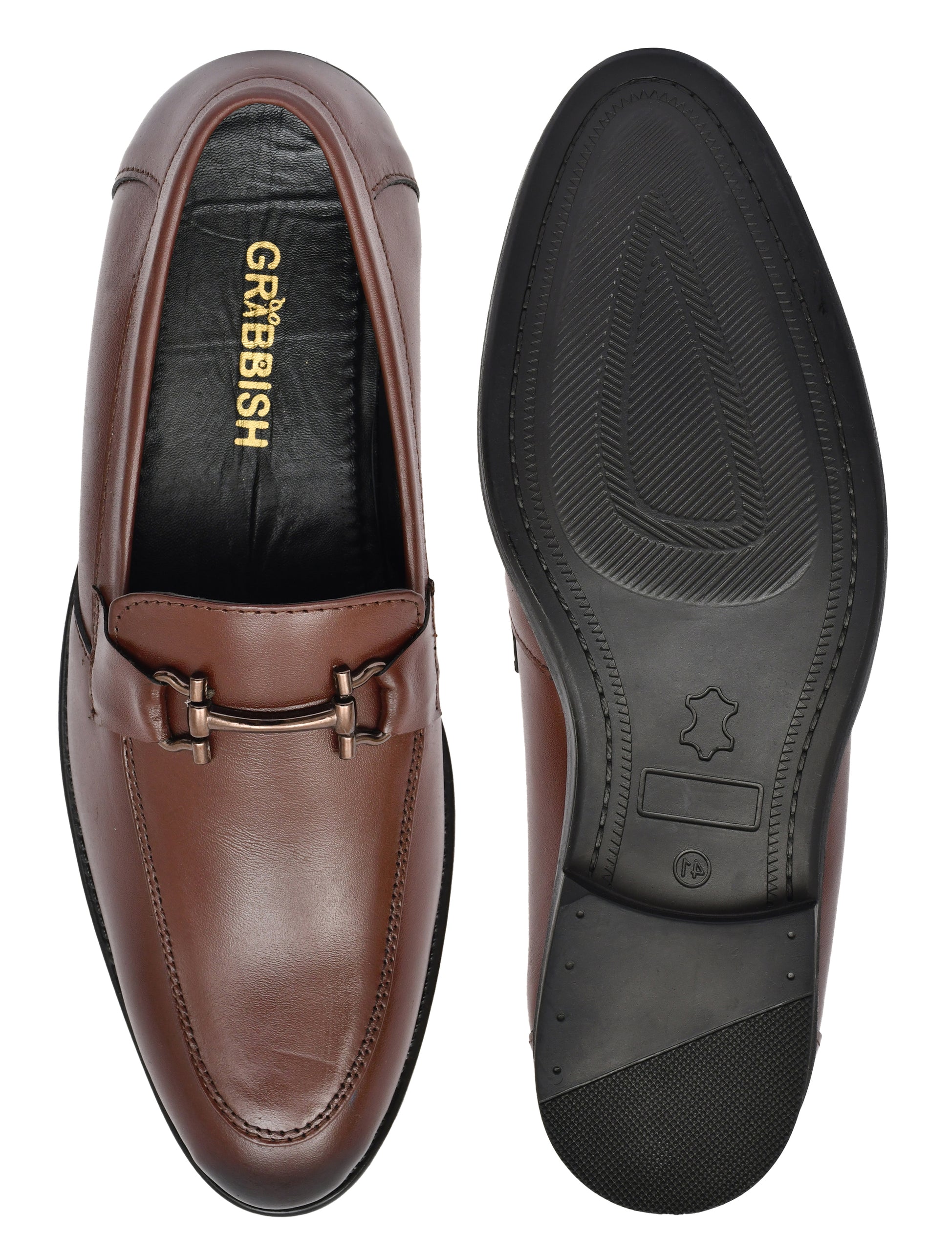 Men Brown Leather Bit Loafers