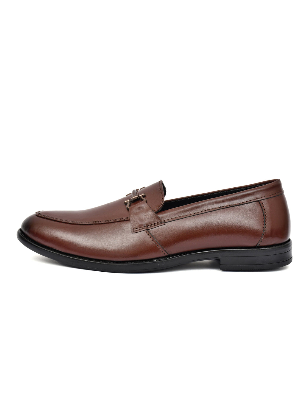 Men Brown Leather Bit Loafers