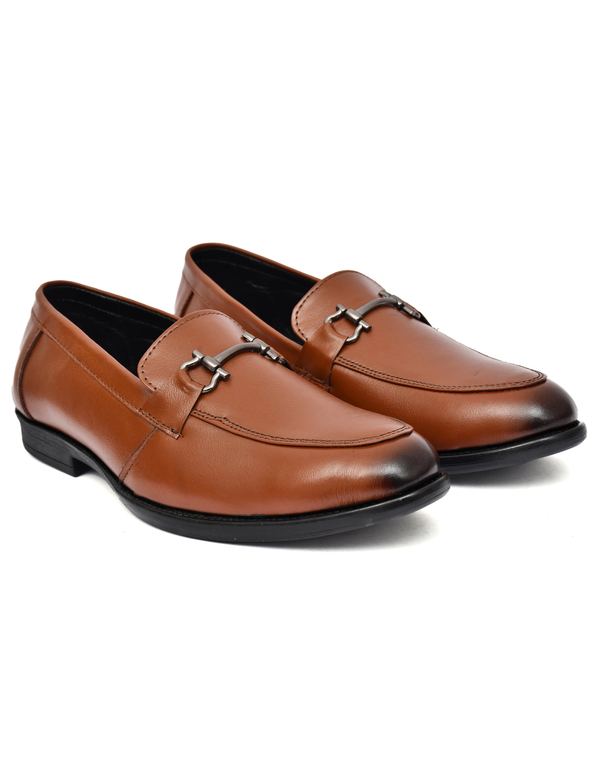 Men Tan Leather Bit Loafers