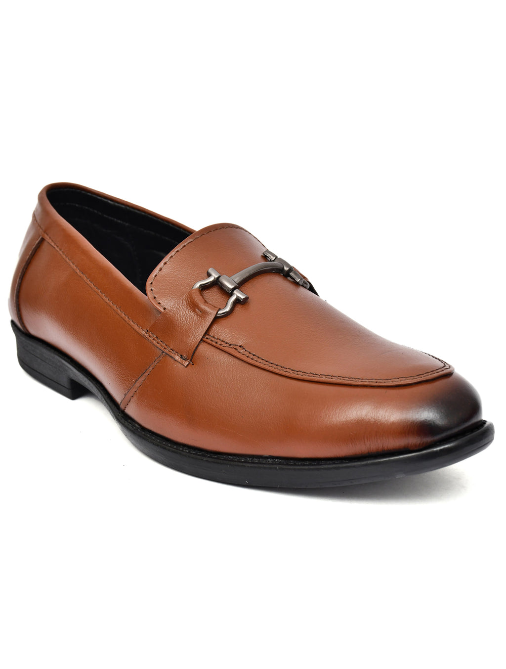 Men Tan Leather Bit Loafers