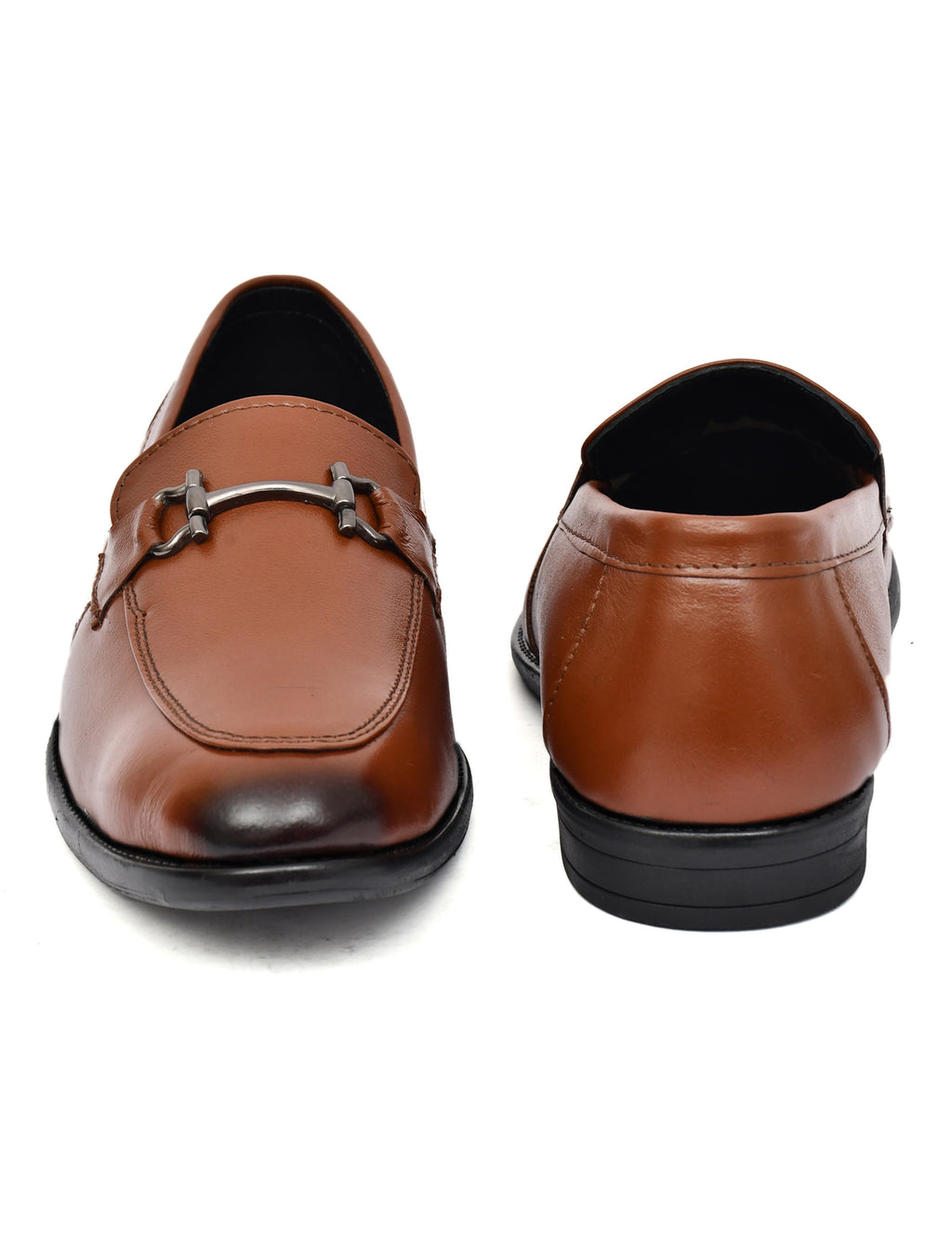 Men Tan Leather Bit Loafers