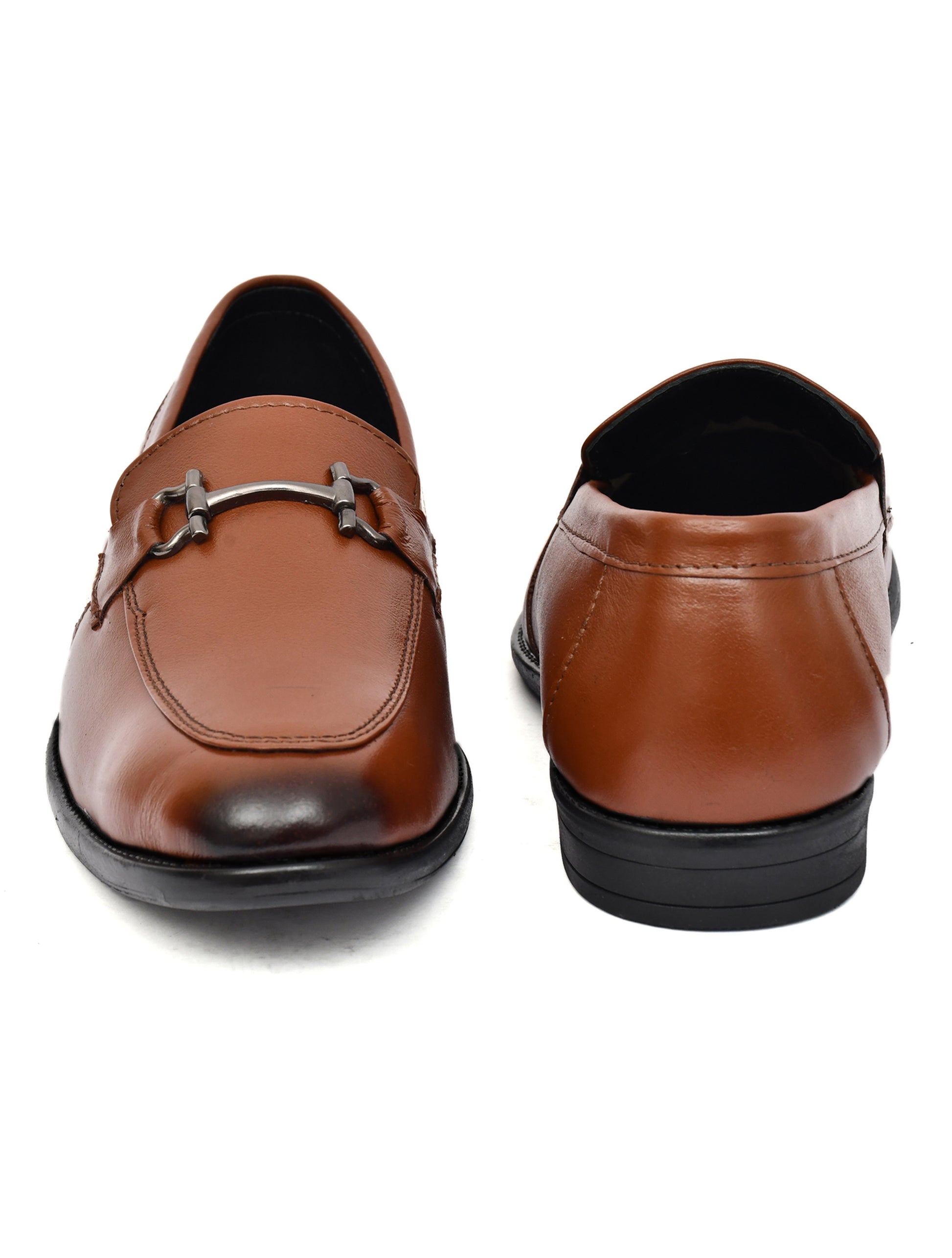 Men Tan Leather Bit Loafers