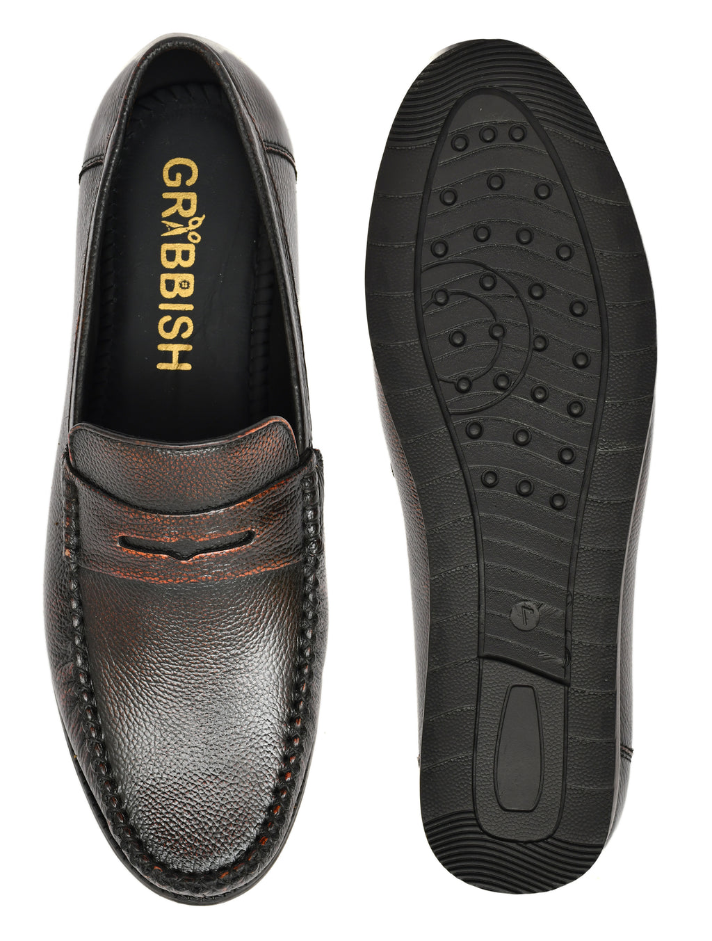 Men Textured Leather Loafers Rodeo