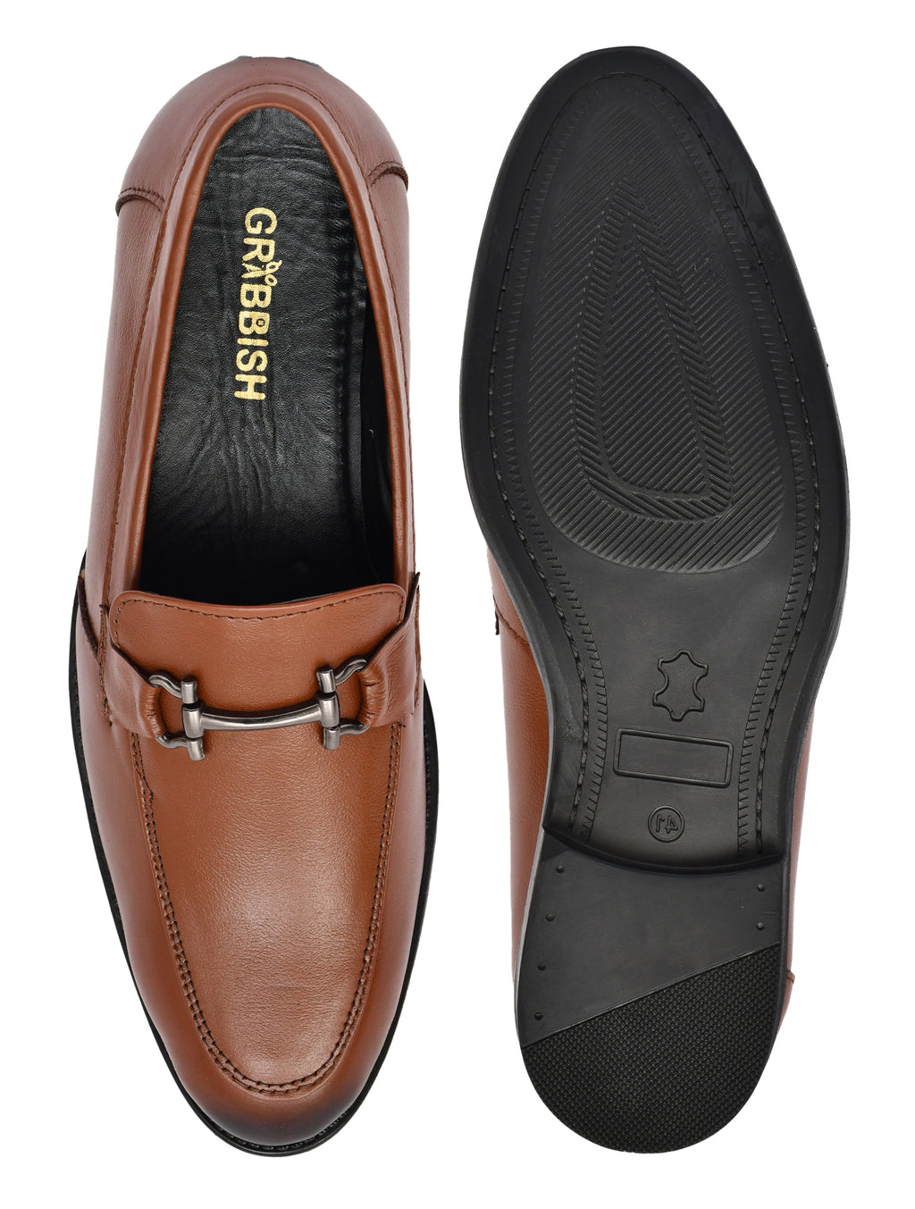Men Tan Leather Bit Loafers
