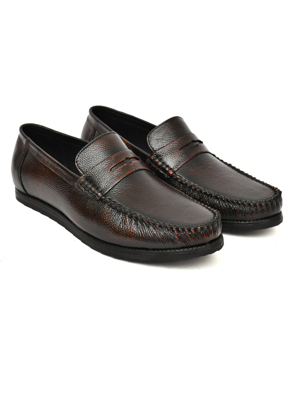Men Textured Leather Loafers Rodeo