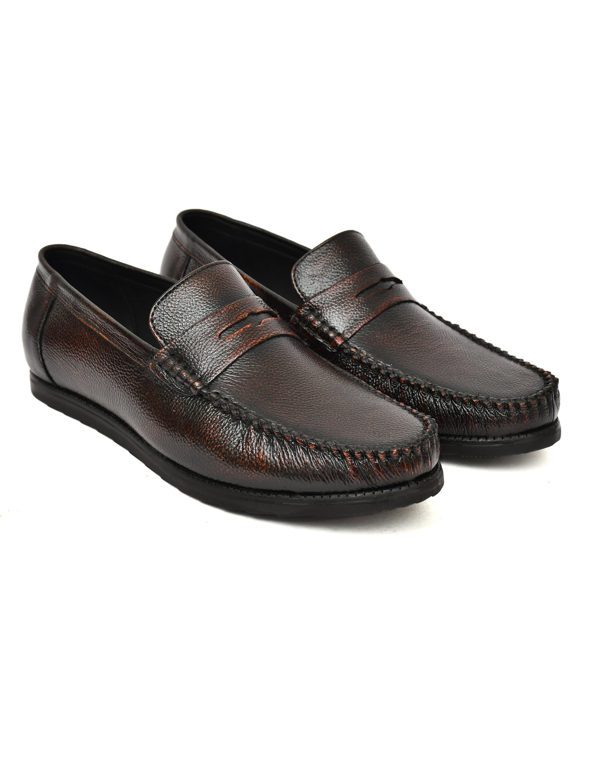 Men Textured Leather Loafers Rodeo