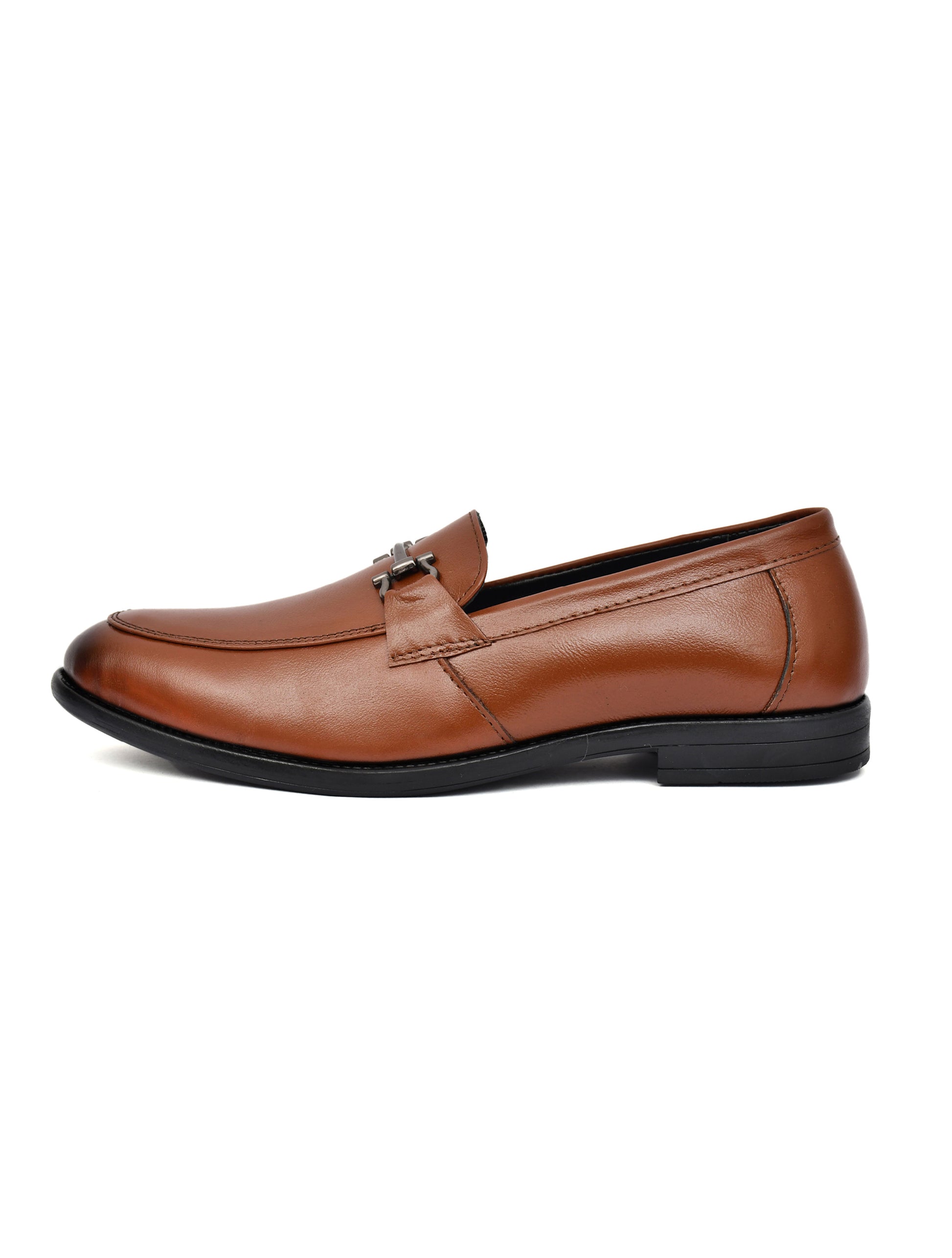 Men Tan Leather Bit Loafers