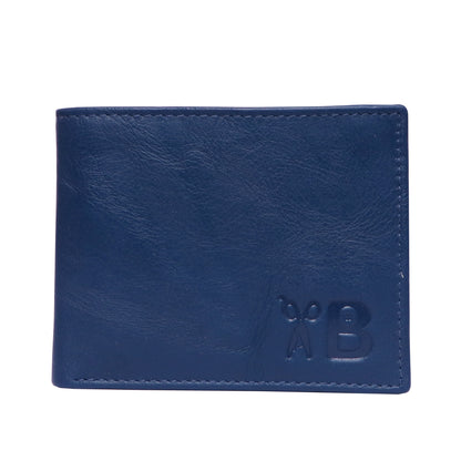 Grabbish Men's Leather Wallet | Modern Design | 6 Card Slots | 2 Slots for Photo / ID | Premium Leather Wallet | Blue Color