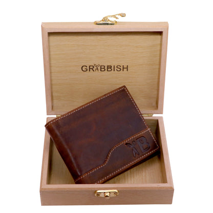 Designer Brown Leather Wallet for Men | Secret Compartment with Zipper | Multiple Card Slots