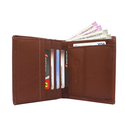 Brown Leather Wallet for Men | Vertical Design | Open Back Pocket for Easy Access | Exclusive Design