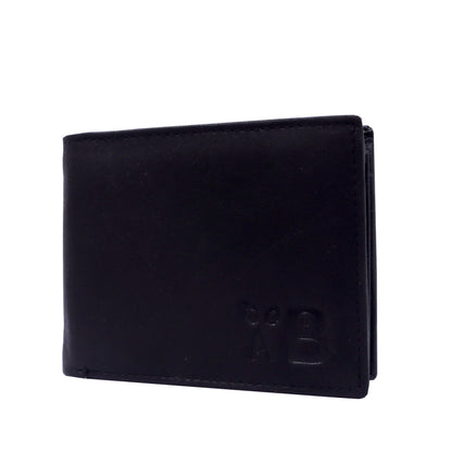 Black Leather Wallet for Men | Multiple Card Slots | ZIP Secured Secret Compartment