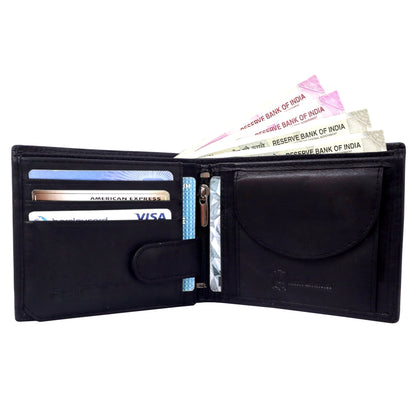 Black Leather Wallet for Men | Multiple Card Slots | ZIP Secured Secret Compartment