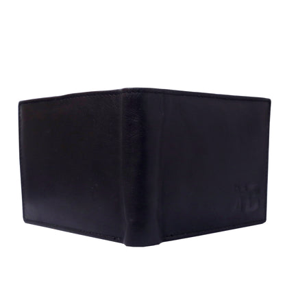 Black Leather Wallet for Men | Multiple Card Slots | ZIP Secured Secret Compartment