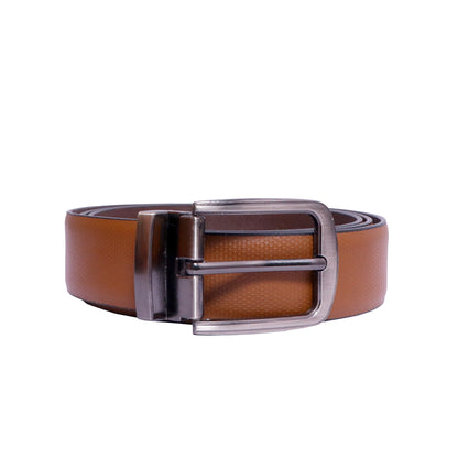 Men's Leather Belt | Tan Colour | Textured Design | Premium Buckle