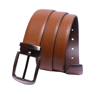 Men's Leather Belt | Tan Colour | Textured Design | Premium Buckle