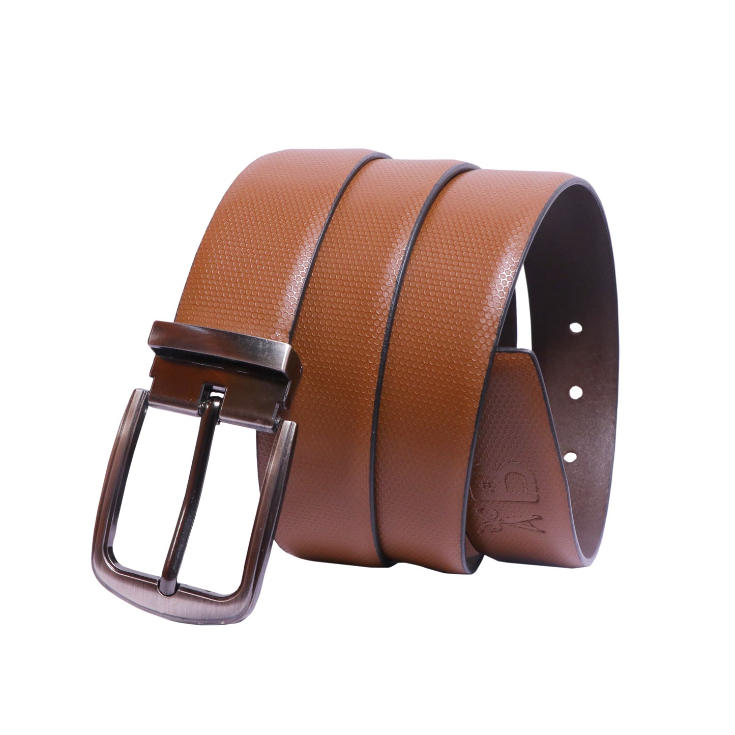 Men's Leather Belt | Tan Colour | Textured Design | Premium Buckle