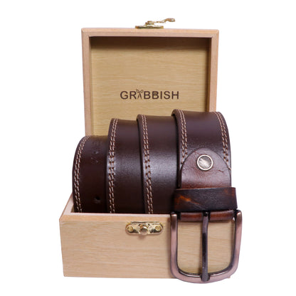 Pure Leather Belt for Men | Dark Brown Colour | Trendy Design | Stylish Buckle