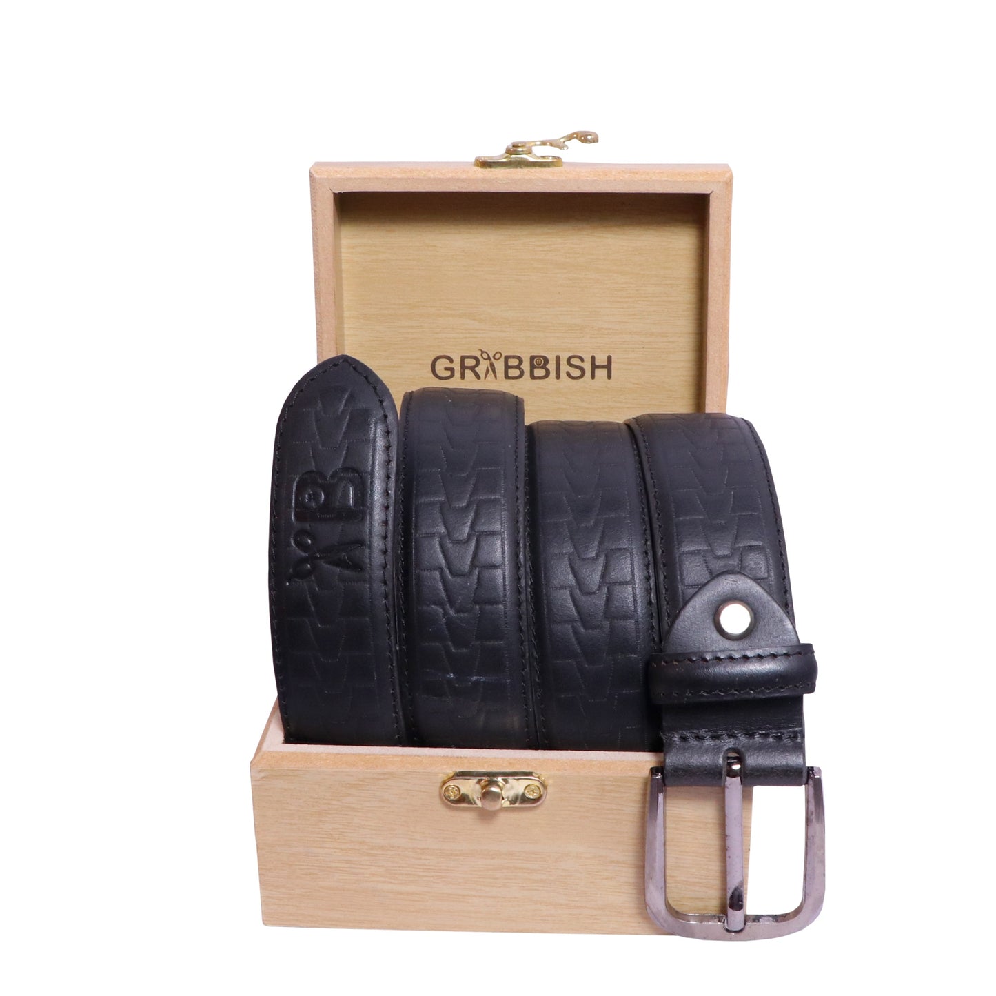 Designer Leather Belt for Men in Black Colour