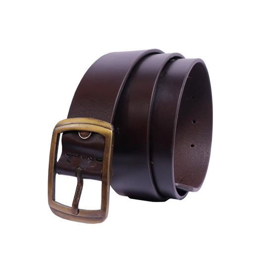 Grabbish Men's Leather Belt | Plain Design | Brown Color