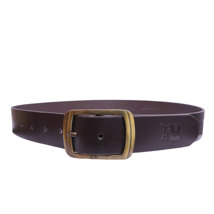 Grabbish Men's Leather Belt | Plain Design | Brown Color