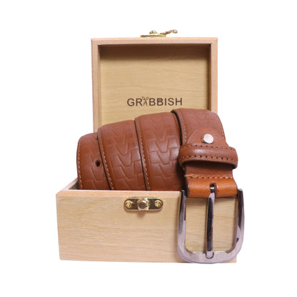 Designer Leather Belt for Men in Brown Colour