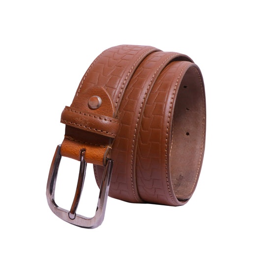 Designer Leather Belt for Men in Brown Colour