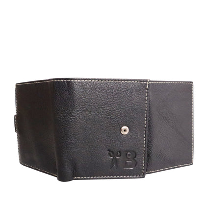 Grabbish Leather Wallet for Men | RFID Protected | Special Card Pop-up Feature | Classic Black Colour