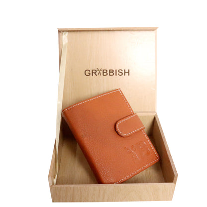 Grabbish Leather Wallet for Men | RFID Protected | Special Card Pop-up Feature | Tan Colour