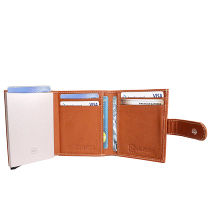 Grabbish Leather Wallet for Men | RFID Protected | Special Card Pop-up Feature | Tan Colour