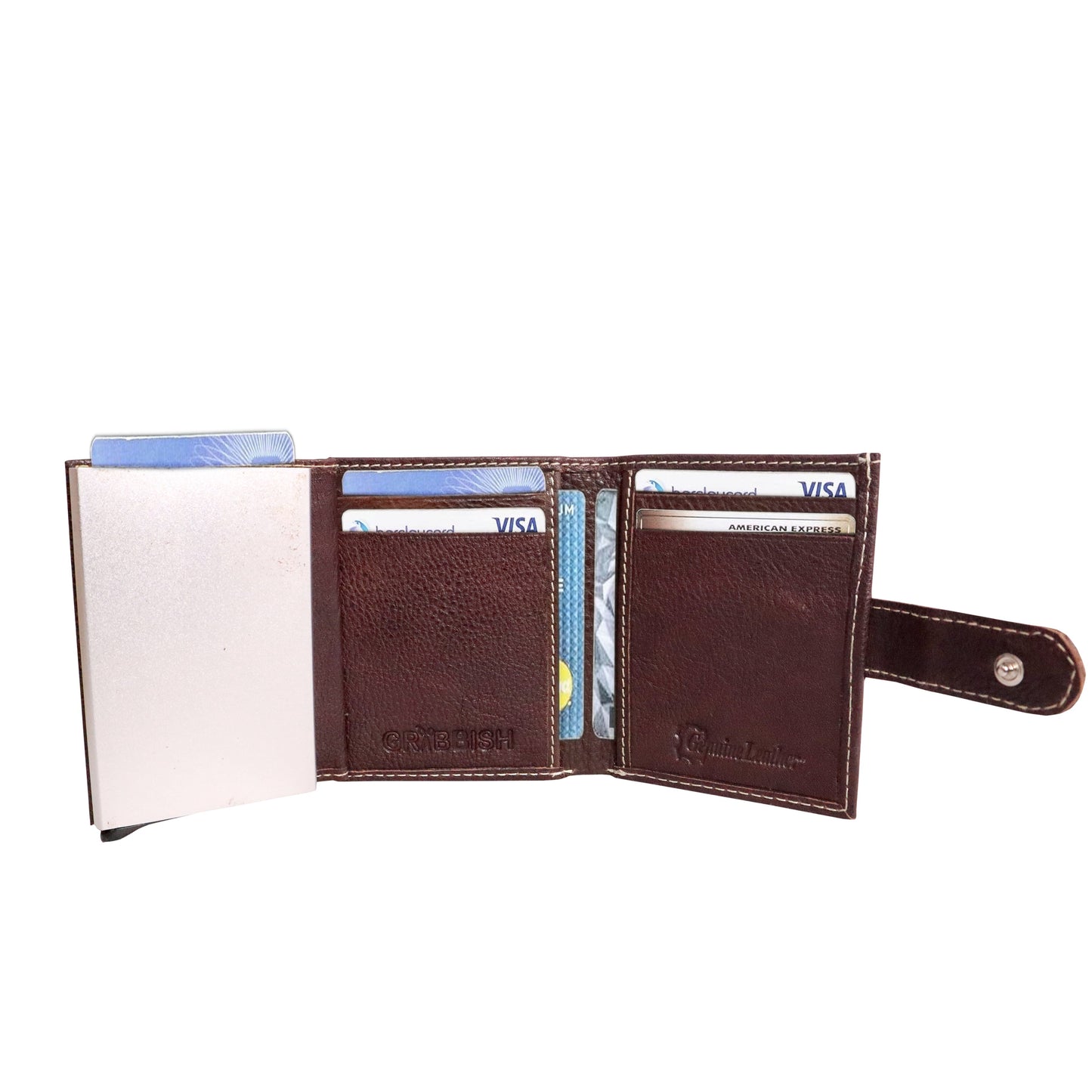 Grabbish Leather Wallet for Men | RFID Protected | Special Card Pop-up Feature | Brown Colour