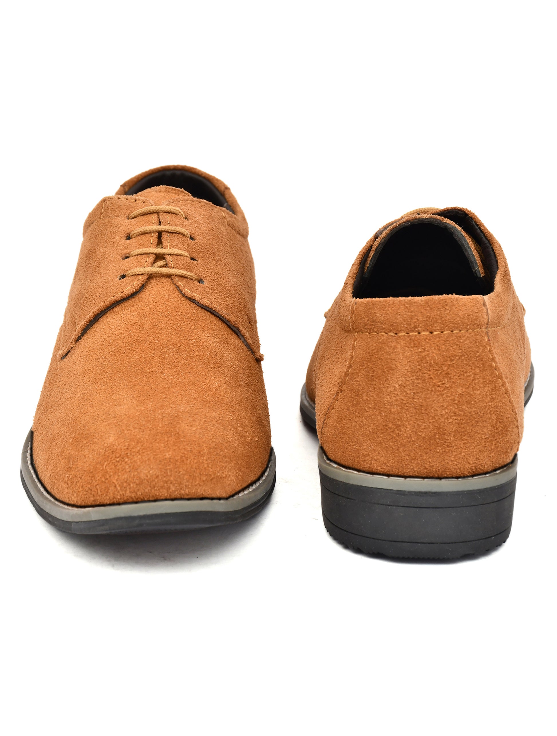 Men Tan Suede Leather Derby Shoes