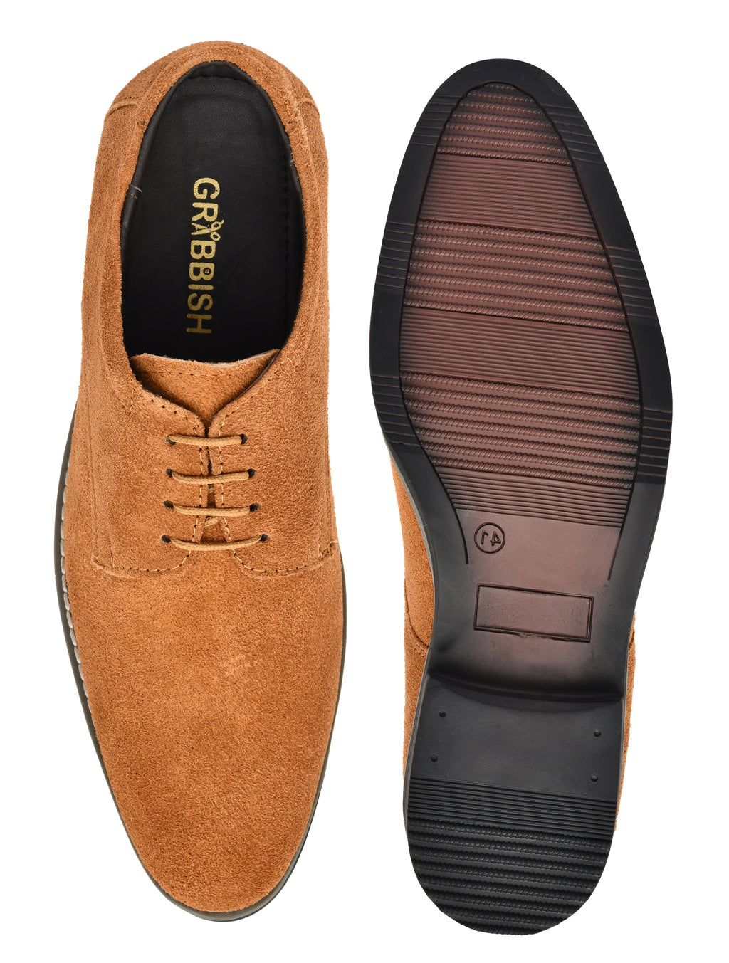Men Tan Suede Leather Derby Shoes