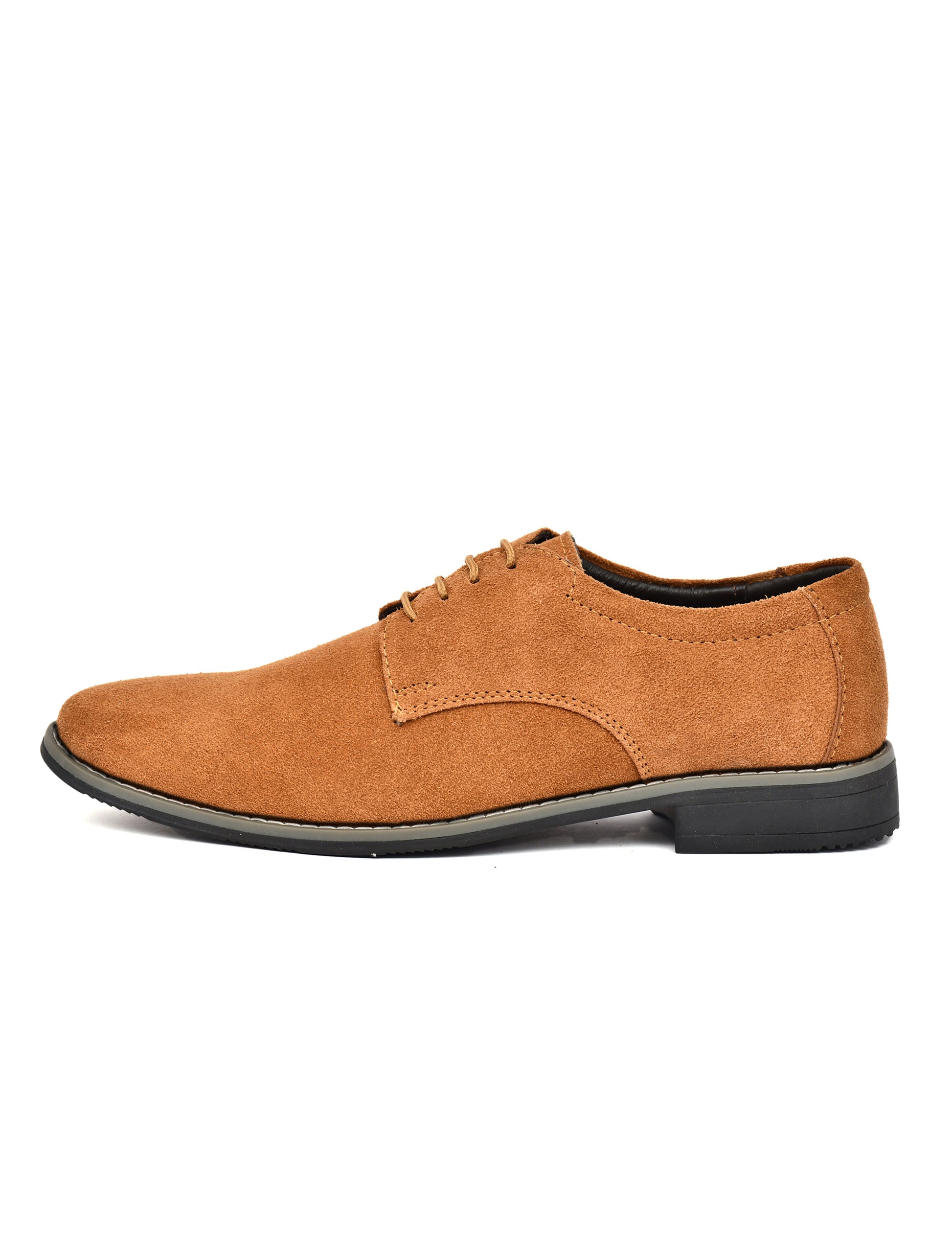 Men Tan Suede Leather Derby Shoes