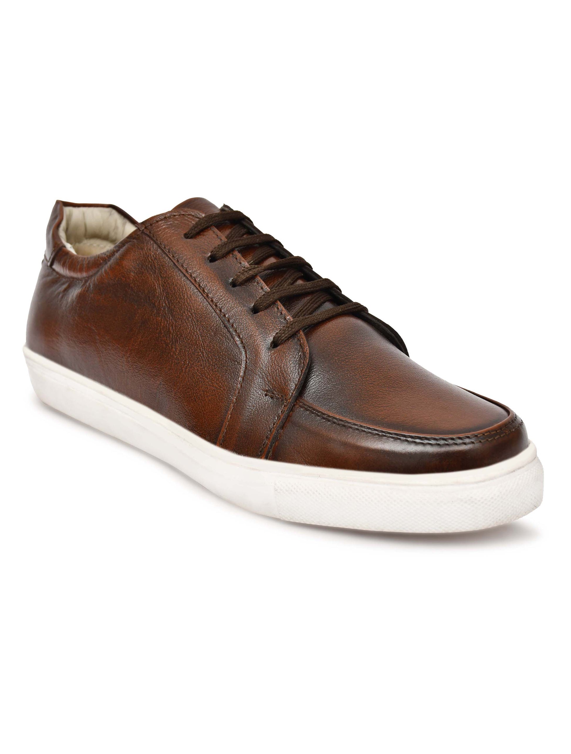 Men Leather Sneakers Brown