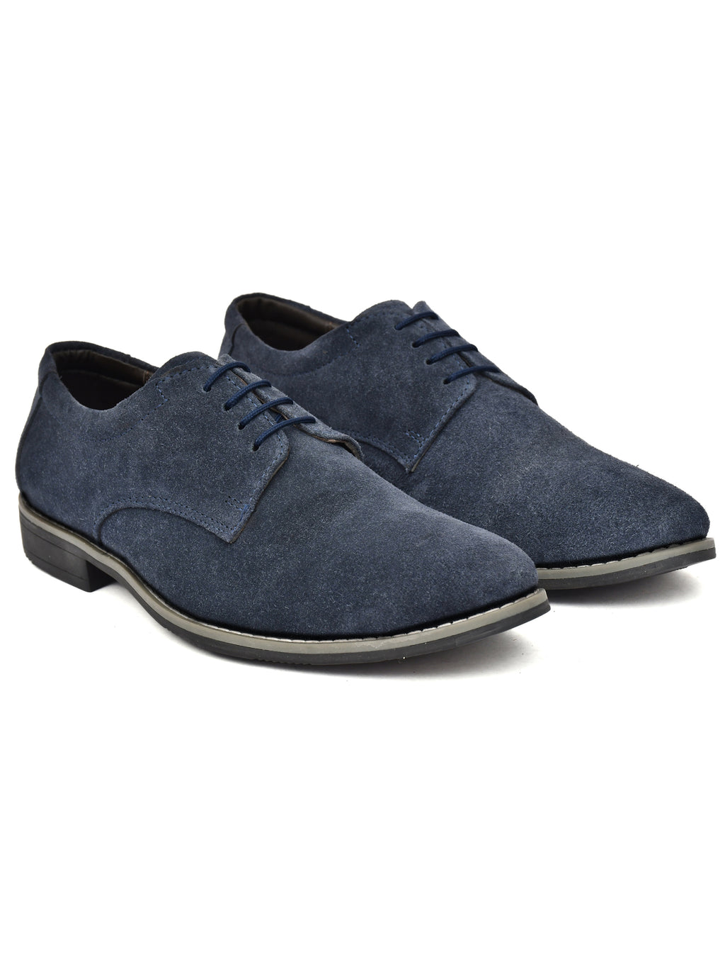 Men Blue Suede Leather Derby Shoes