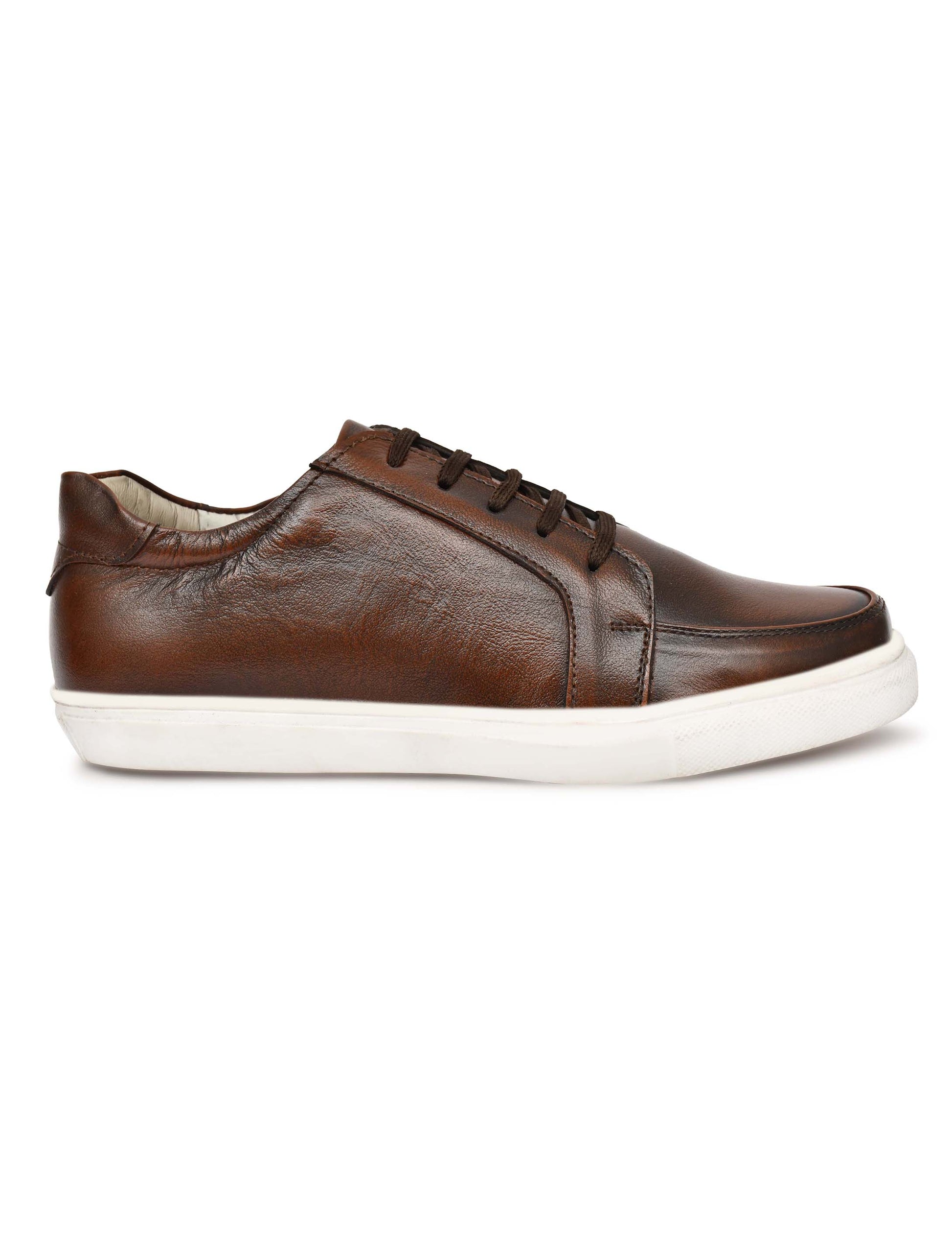 Men Leather Sneakers Brown