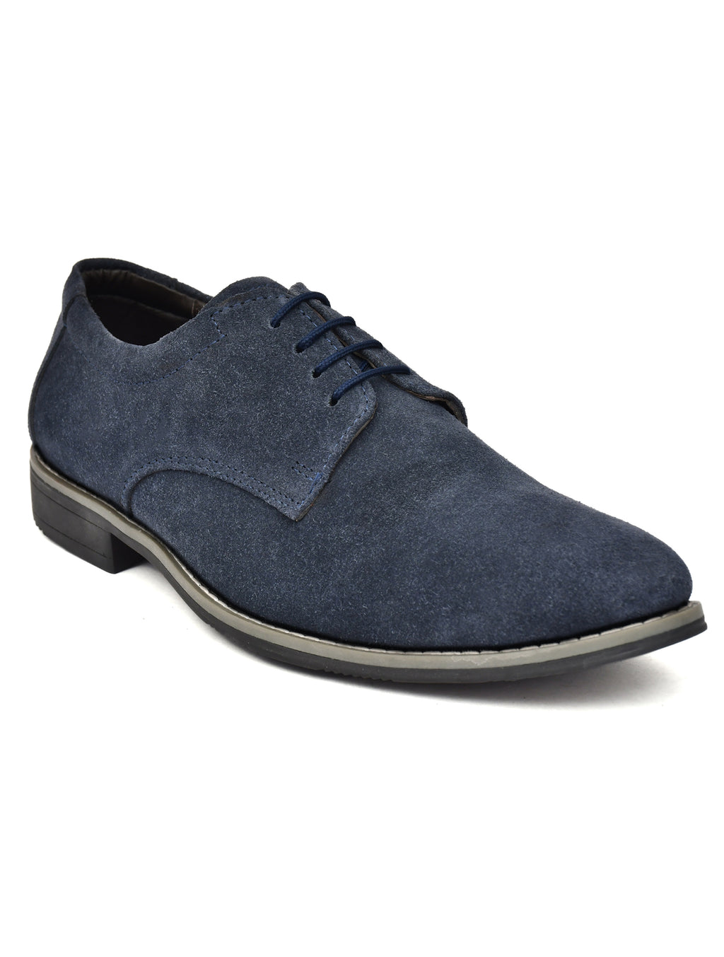 Men Blue Suede Leather Derby Shoes