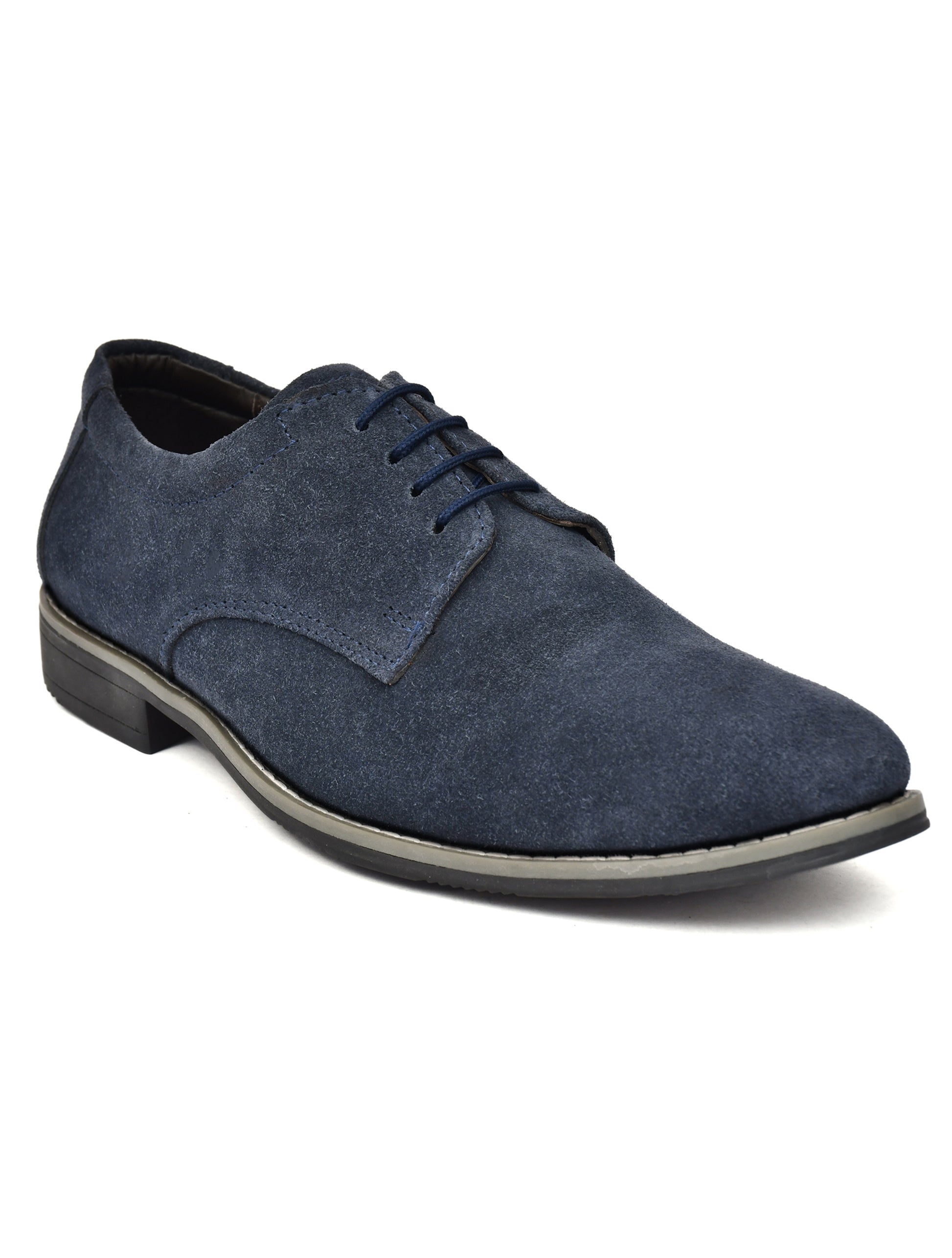 Men Blue Suede Leather Derby Shoes