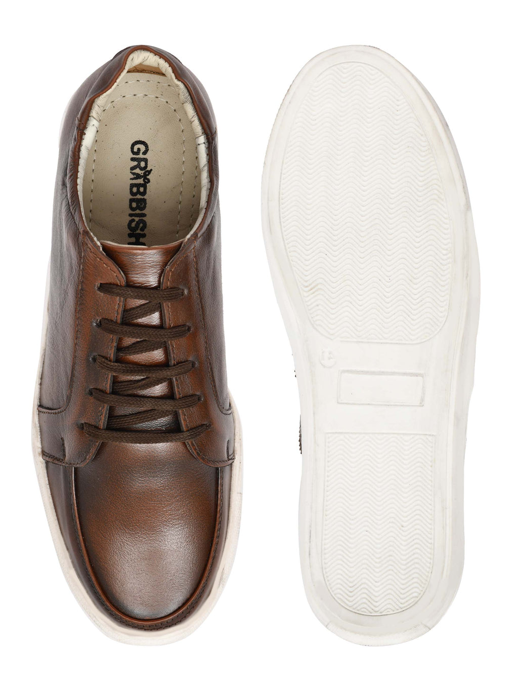 Men Leather Sneakers Brown