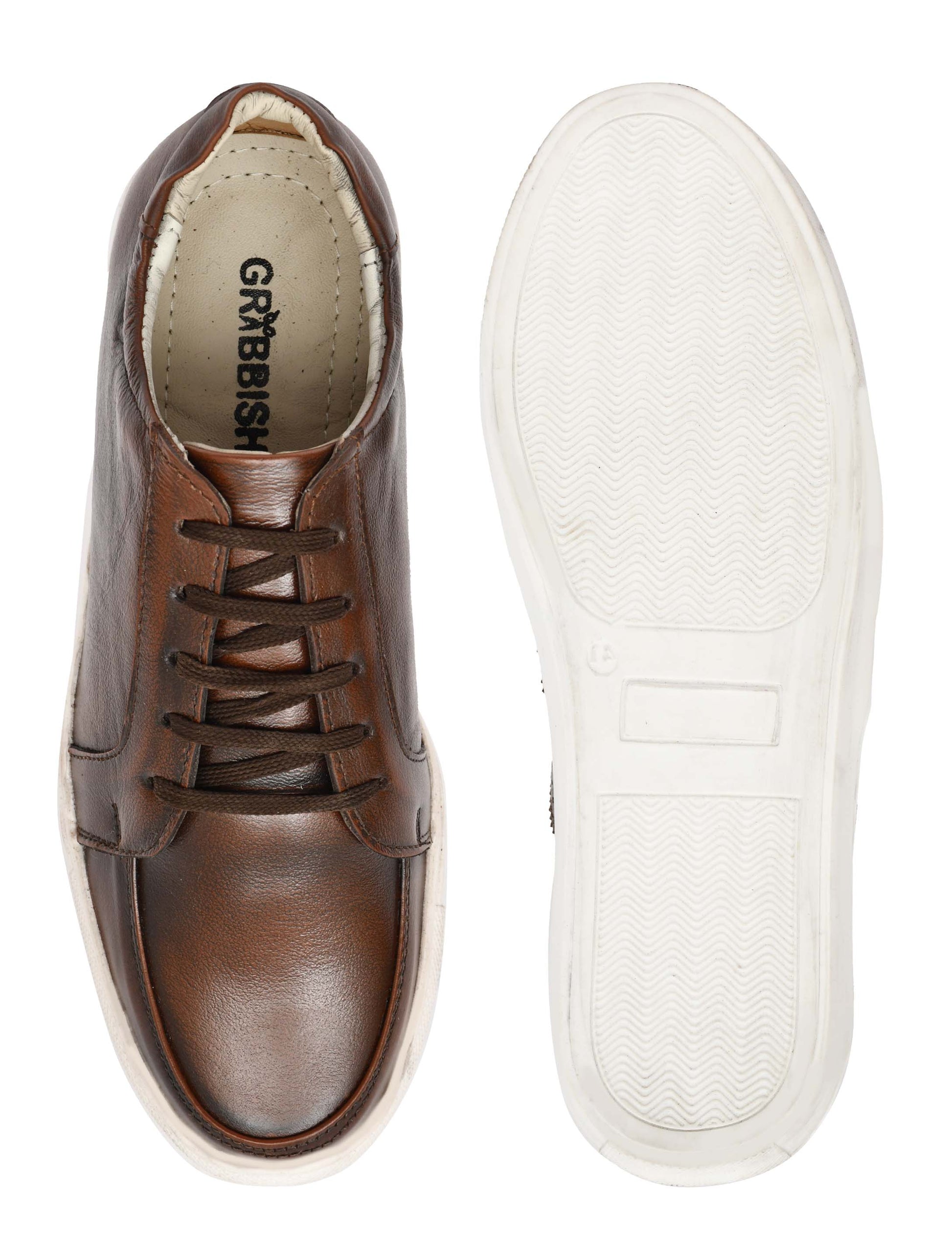 Men Leather Sneakers Brown