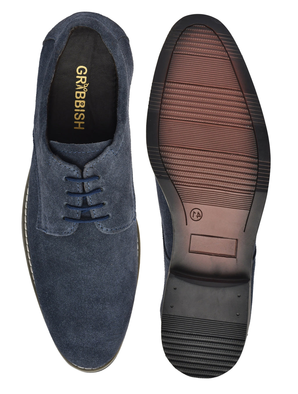 Men Blue Suede Leather Derby Shoes